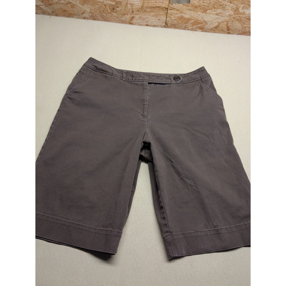 Harve Bernard Women's Shorts Size 14 Brown Canvas Bermuda Style 97% Cotton